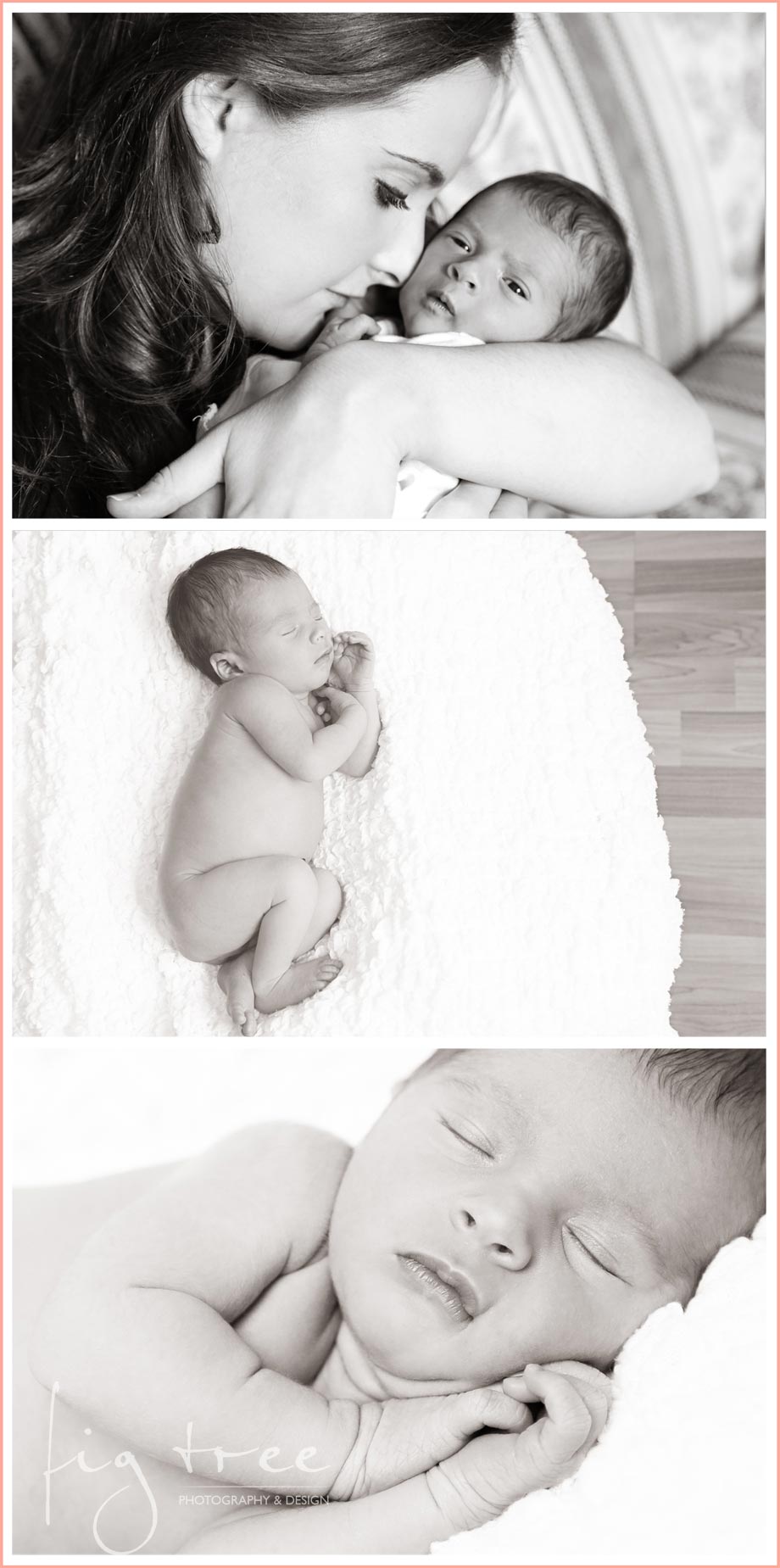 Mother and newborn family portrait - collage