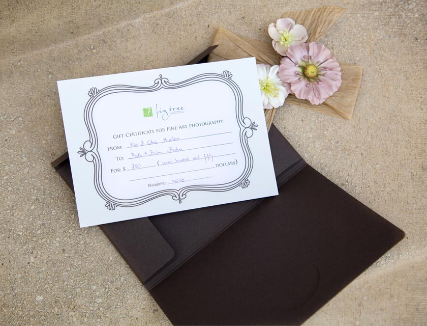 Gift Certificate for photography session Fig Tree